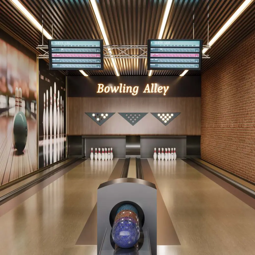 Two-lane indoor bowling alley